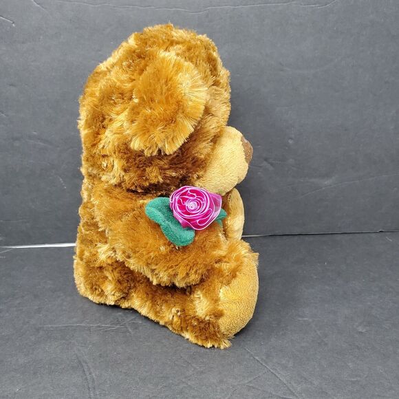 Dan Dee Teddy Bear Plush Stuffed Animal Brown Rose Flower Gift Valentine's Day - Picture 2 of 8